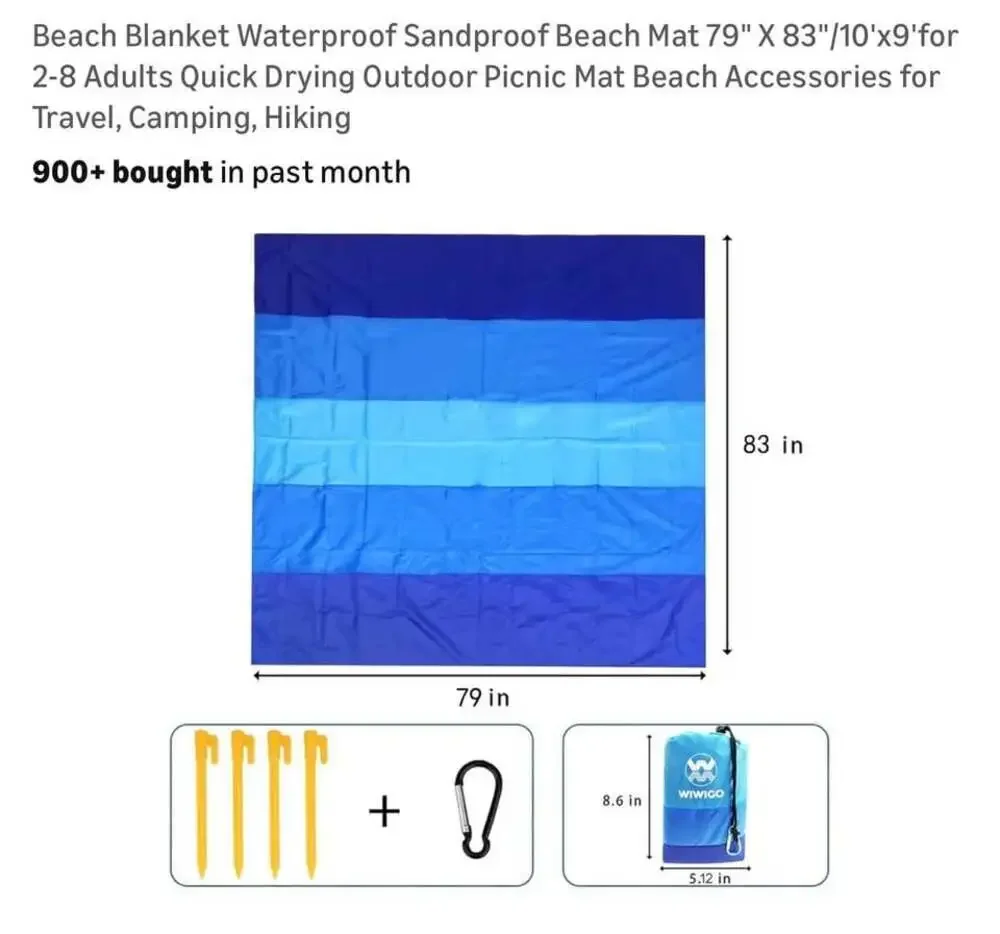 Beach blanket- sand and water wicking